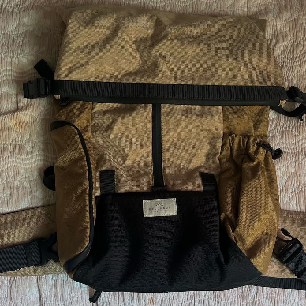 Tan and Black Doughnut Backpack